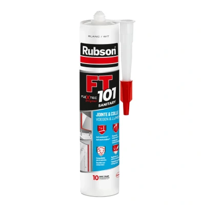 Afbeelding van Rubson FT101 Sanitair Wit 280 ml Bouwkit Sterke en Duurzame Afdichtingskit voor Sanitaire Toepassingen Bestand tegen Vocht Schimmel Gemakkelijk te Gebruiken