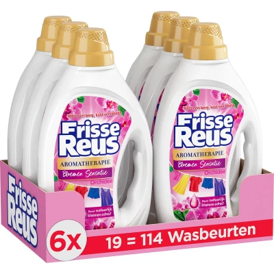 Afbeelding van 6x Witte Reus Wasmiddel Frisse Gel Orchidee 19 Wasbeurten 855 ml