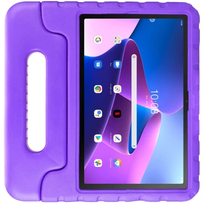 Afbeelding van HappyCase Kinder Tablethoes Geschikt voor Lenovo Tab M10 Plus Gen 3 (10.6) Kindvriendelijke Hoes Beschemhoes Kinderhoes met Handvat en Standaard Paars