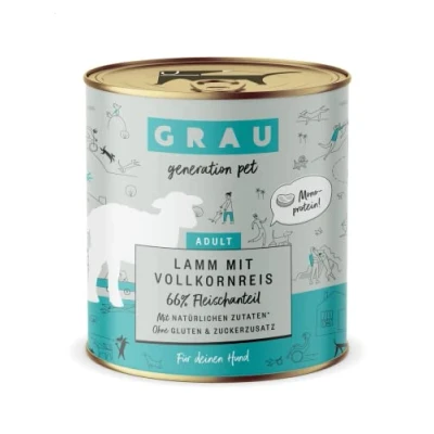 Afbeelding van GRAU het origineel Natvoer voor honden Lam met volkorenrijst, 6 verpakking (6 x 400 g), monoproteïne, glutenvrij, volwassen