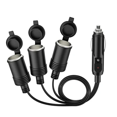 Afbeelding van Sigarettenaansteker Socket 1 naar 3 Mannelijk Vrouwelijke Adapter Splitter 12v 24v Verlengkabel met LED verlichting