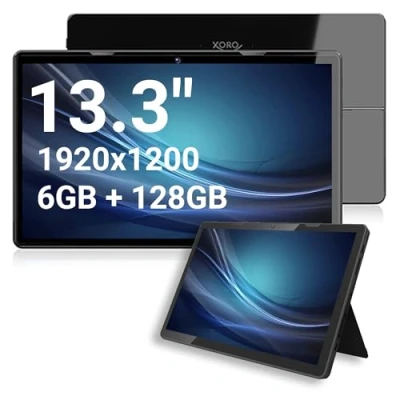 Afbeelding van XORO MegaPAD 1333 33,78 cm (13,3 inch) LCD IPS FHD scherm, Android 13, batterijcapaciteit 10.000 mAh, 6 GB RAM, 128 intern geheugen, Micro SD kaartlezer, camera, USB C, uitklapbare standaard