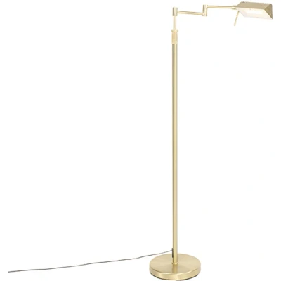 Afbeelding van QAZQA Vloerlamp messing incl. LED met touch dimmer Notia