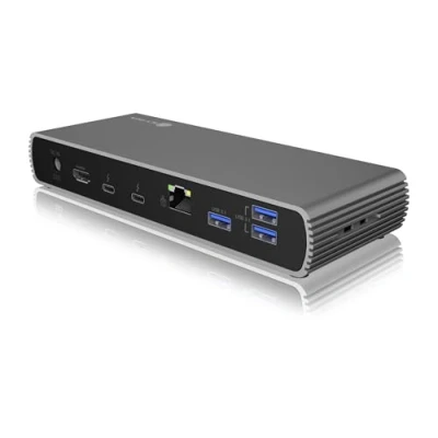 Afbeelding van ICY BOX IB DK8801 TB4 notebook dock &amp; poortreplicator Bedraad Thunderbolt 4 Antraciet, Zwart