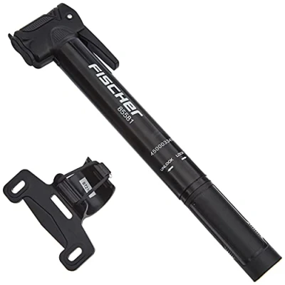 Afbeelding van FISCHER 85581 fiets mini pomp T greep hoge pompcapaciteit met dubbele kop snelsluiting incl. framehouder zwart
