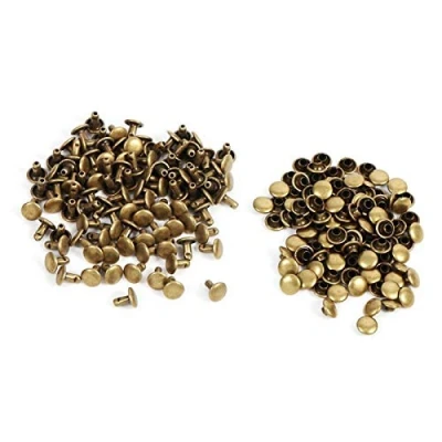 Afbeelding van Akozon dubbele dop, 100 sets, 8 x mm, metaal lederen handwerk, reparaties klinknagels, spike, decoratie voor doe het zelvers, reparatie, decoratie, snappen bronskleurig