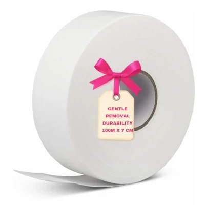 Afbeelding van LALILL Vlies op 1 rol voor was WAX, wit, 100 m x 7 cm Vliesrol warme was, suikerwas, suikerpasta, sugaring, afscheurbare ontharingsstrips, epilatie