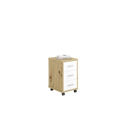 Afbeelding van Ladekast verplaatsbaar artisan eikenkleurig en brilliant wit