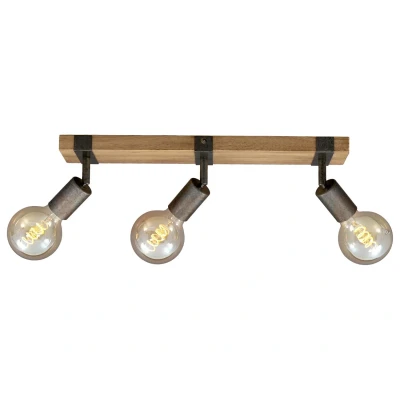 Afbeelding van Briloner Leuchten WOOD BASIC plafondlamp spots draaibaar 3xE27 25W Zwart en Metaal grijs