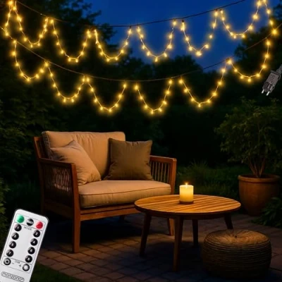 Afbeelding van Monzana Lichtsnoer 400 LEDS Afstandsbediening Timer Warm Wit