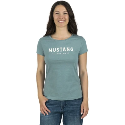 Afbeelding van Mustang Alexia C LOGO Tshirt print türkis, Dames, Maat: Large, Türkis