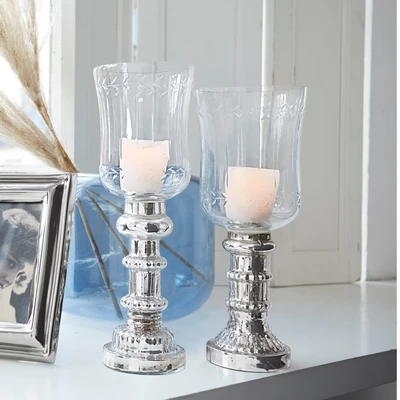 Afbeelding van LOBERON Windlicht set van 2 Ely helder/zilverkleurig