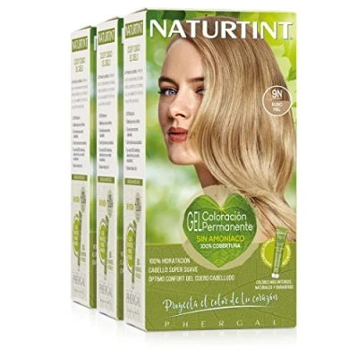 Afbeelding van Naturtint Biobased Ammoniakvrije kleuring 100% grijsdekking Plantaardige ingrediënten Natuurlijke en langhoudende kleur 9N Honingblond Pak van 3