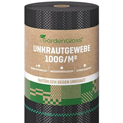 Afbeelding van Gardengloss 50m² Anti Onkruiddoek 100g/m² Waterdoorlatend En Scheurvast Ondergronddoek Met Hoge UV Stabilisatie Onkruidfolie Lint (50m x 1m, Rol)