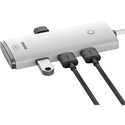 Afbeelding van BASEUS Lite Series 4in1 USB C naar 4xUSB 3.0 Hub Adapter (2m) Wit