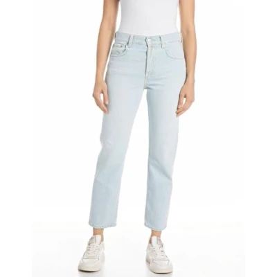 Afbeelding van Replay Dames Straight Fit High Waist Jeans Maijke Rose Label, 010, lichtblauw, 24W x 30L