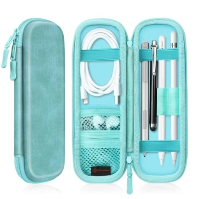 Afbeelding van Fintie Hoes Compatibel met Apple Pencil (1e / 2e Generatie) Kunstlederen Pennenhouder voor Samsung, Huawei, Surface Pro Stylus Pen tas Beschermhoes Opbergvak S en USB kabel, Turkoois