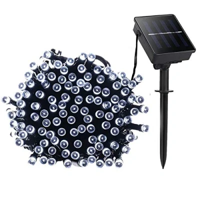 Afbeelding van Lamker Lichtketting Buiten Solar 72ft/20M 200 LED Koel Wit 8 Modi Dimbaar Waterdicht Lichtsnoer Zonneenergie Lichtsnoeren Verlichting Decoratie voor Huizen Balkon Tuin Boom Bruiloft Kerstmis Feest