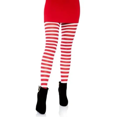 Afbeelding van LEG AVENUE Damen Stripe Leggings, Weiß/Rot, Einheitsgröße EU
