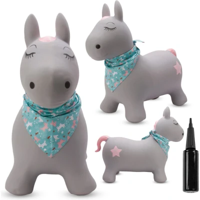 Afbeelding van Springdier met pomp 1+, springpaard, springhond, max 50kg vanaf 1 jaar, verschillende dieren en kleuren (Bruine Pony)