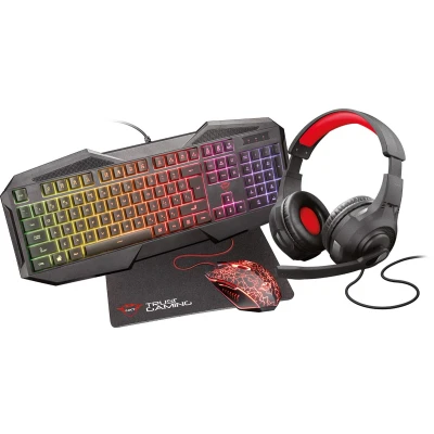Afbeelding van Trust Gxt 1180rw 4 in 1 Gaming Set Met Headset, Toetsenbord (qwerty), Muis En Muismat Webcam