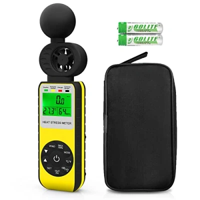Afbeelding van Digitale windsnelheidsmeter Anemometer,Handheld hittestress WBGT Meter Tracker meet windsnelheid/windtemperatuur/vochtigheid,Windmeter nat lamp Globe temperatuurmonitor voor industrieel en buiten