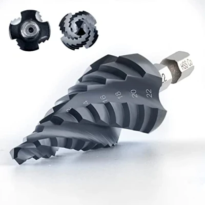 Afbeelding van AugTouf M35 Stap Boor, 4 22mm Impact Ready Vier Fluit Bit, 1/4 &quot;Hex Shank Unibit voor Metaal, Hout, Plastic, Meerdere Gat Boren Tapered Boor