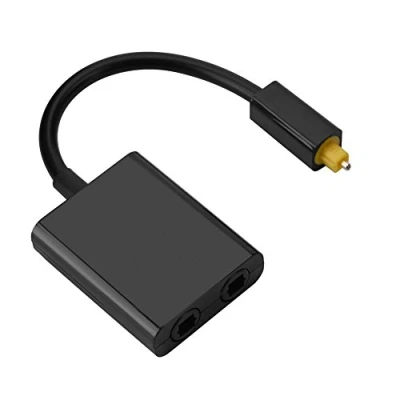 Afbeelding van Dual Port Toslink Digital Optical Audio Splitter Adapter Audiokabel 1 in 2 Out voor Digitale aansluitingen met Dvd cd speler(zwart)