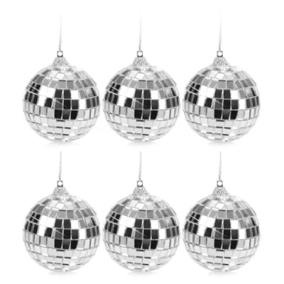 Afbeelding van COM FOUR® 6x discobal spiegelbol om op te hangen voor feest feestbal oudejaarsavond, verjaardag, themafeest Ø 6 cm (Ø 6cm)
