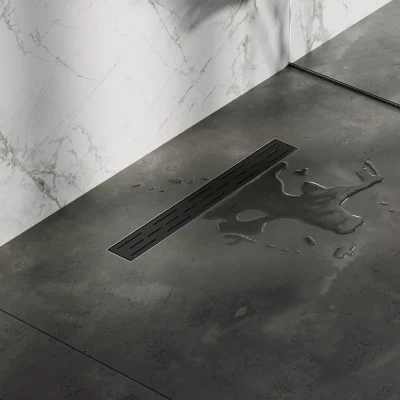 Afbeelding van Brauer Douchegoot 50x7. 5cm vloerflens RVS zwart