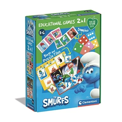 Afbeelding van Clementoni 18285 Educational Games 2 In 1 The Smurfs Educatief Spel 3 Jaar (Italiaans, Engels, Frans, Duits, Spaans, Nederlands en Pools), Made Italy