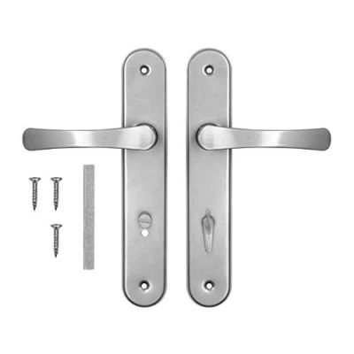 Afbeelding van ADGO Deurgreep set Handgrepen voor de WC deur Toiletbadkamer 72 mm Biscuit, Aluminium Handgreep, Stalen Plaat Gepoedercoat Verzinkt, Links en Rechts, Montageschroeven, Zilver