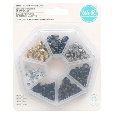 Afbeelding van We R Memory Keepers 660385 Metallic Eyelets 140/Pkg met opbergkoffer, metaal, 100 stuks