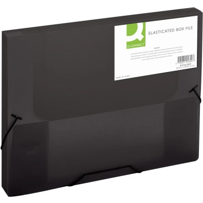 Afbeelding van Q connect Elastobox, Met Elastieken, A4, Rug 25 Mm, Zwart Elastobox