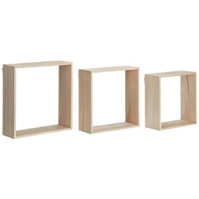 Afbeelding van Artemio 14001967 Set met 3 planken, vierkant, hout, beige, 30 x 10 cm