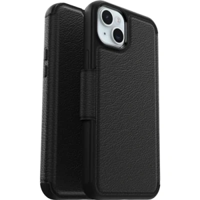 Afbeelding van Otterbox Strada Apple iPhone 15 Plus Book Case Leer Zwart Met MagSafe