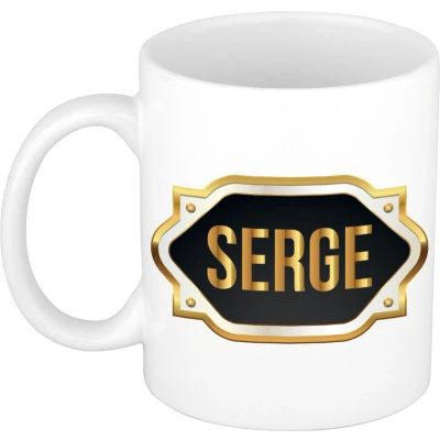 Afbeelding van Serge Naam / voornaam kado beker mok met embleem mokken