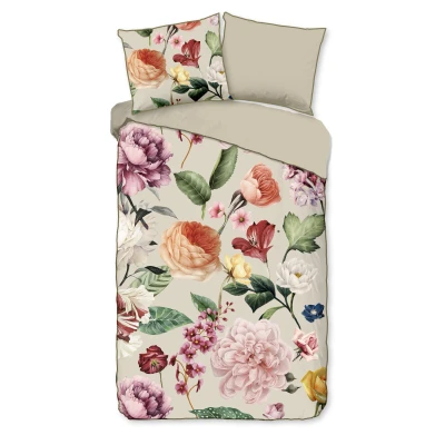 Afbeelding van Dekbedovertrek Descanso Fiori Sand Satijn 140 x 200 / 220 cm 1 Persoons