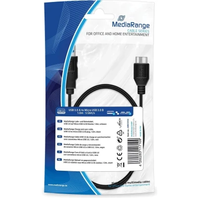 Afbeelding van Oplaad en gegevenskabel, USB 3.0 stekker naar Micro USB3.0 B stekker,
