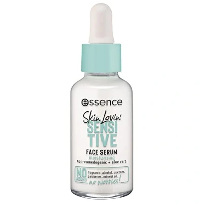 Afbeelding van essence cosmetics Skin Lovin&#039; Sensitive Face Serum, intensieve verzorging, concentraat, wit, voor de gevoelige huid, kalmerend, gronderend, huidgladmakend, verzorgend, natuurlijk, veganistisch,