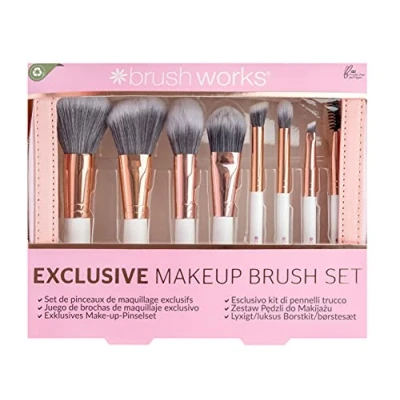 Afbeelding van Brushworks Exclusive Makeup Brush AND BAG SET Makeupkwastje, Dames, Maat: One Size, Pink, white &amp; gold