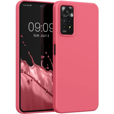 Afbeelding van kwmobile telefoonhoesje geschikt voor Xiaomi Redmi Note 11 Pro / (5G) 12 (4G) Hoesje met siliconen coating Smartphone case in neon koraal