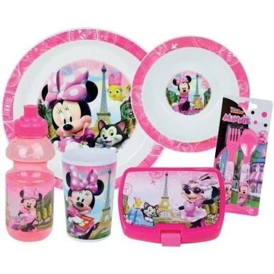 Afbeelding van Disney Minnie Serviesset FUN HOUSE 006377 Glas, Diep Bord, Plat Fles, Snackdoos en Bestek