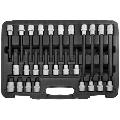 Afbeelding van SW Stahl 04424L Schroevendraaierbits 1/2&quot; interne spline M5 M16, 26 delig l Schroevendraaierbitset voor metrische ISO schroefdraad I Schroevendraaierbitkoffer