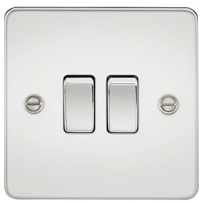 Afbeelding van Knightsbridge FP3000PC FPAV3000PC Platte Plaat 10A 2G 2 Manier Schakelaar Gepolijst Chroom
