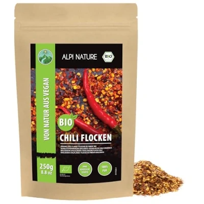 Afbeelding van Alpi Nature organische chili vlokken (250 g) pods scherp van gecontroleerde teelt met korrels 100% puur en natuurlijk