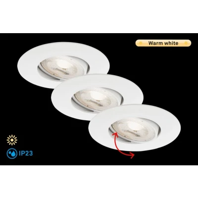 Afbeelding van Briloner Leuchten NAVA Move Inbouwspots 3 stuks Draaibaar 5W Ø90mm Wit