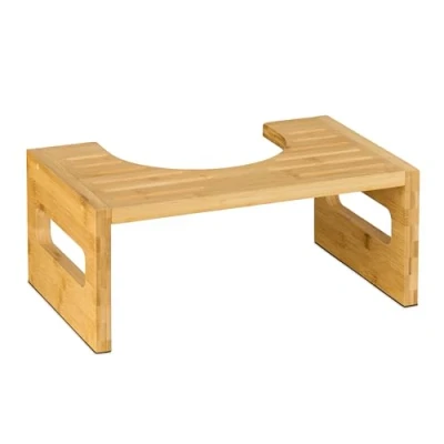 Afbeelding van Relaxdays wc krukje bamboe 18,5 x 43,5 28 cm volwassenen toiletkrukje