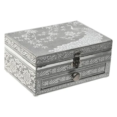 Afbeelding van Doos Juwelenkistje Home ESPRIT Groen Zilverkleurig Hout Aluminium 17,5 x 12,5 8,5 cm