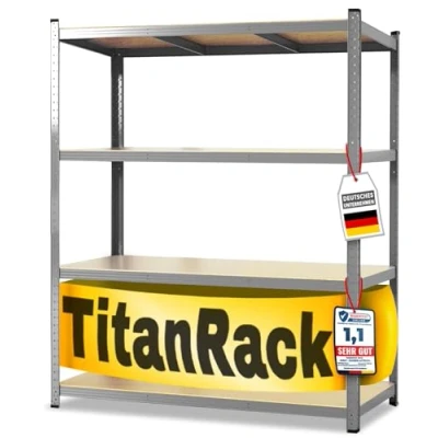 Afbeelding van KARAT TitanRack Big Zware lastrek, verzinkt, 200 x 150 80 cm, opbergrek voor garage, kelder en werkplaats steekrek, brede stelling, kelderrek, werkplaatsrek
